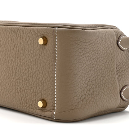 Hermes Taurillon Clemence Mini Lindy 20 Etoupe 8 of 10