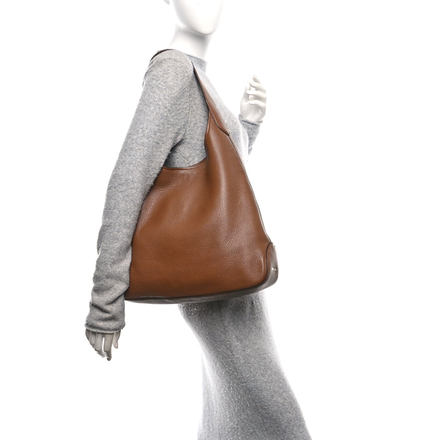Prada Vitello Daino Medium Pocket Hobo Bag Cannella 2 of 13