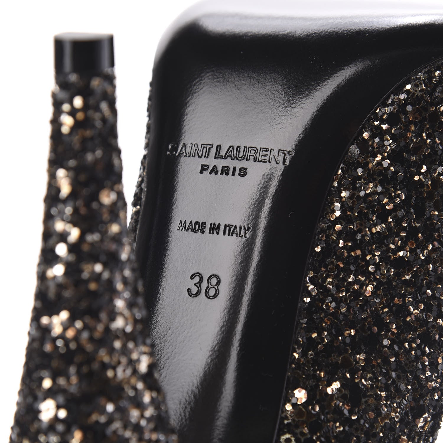 Saint Laurent Glitter Era Pumps 38 Black Silver 7 of 9