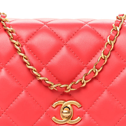 Chanel Lambskin Quilted CC Pearl Crush Wallet On Chain WOC  Red 9 of 12