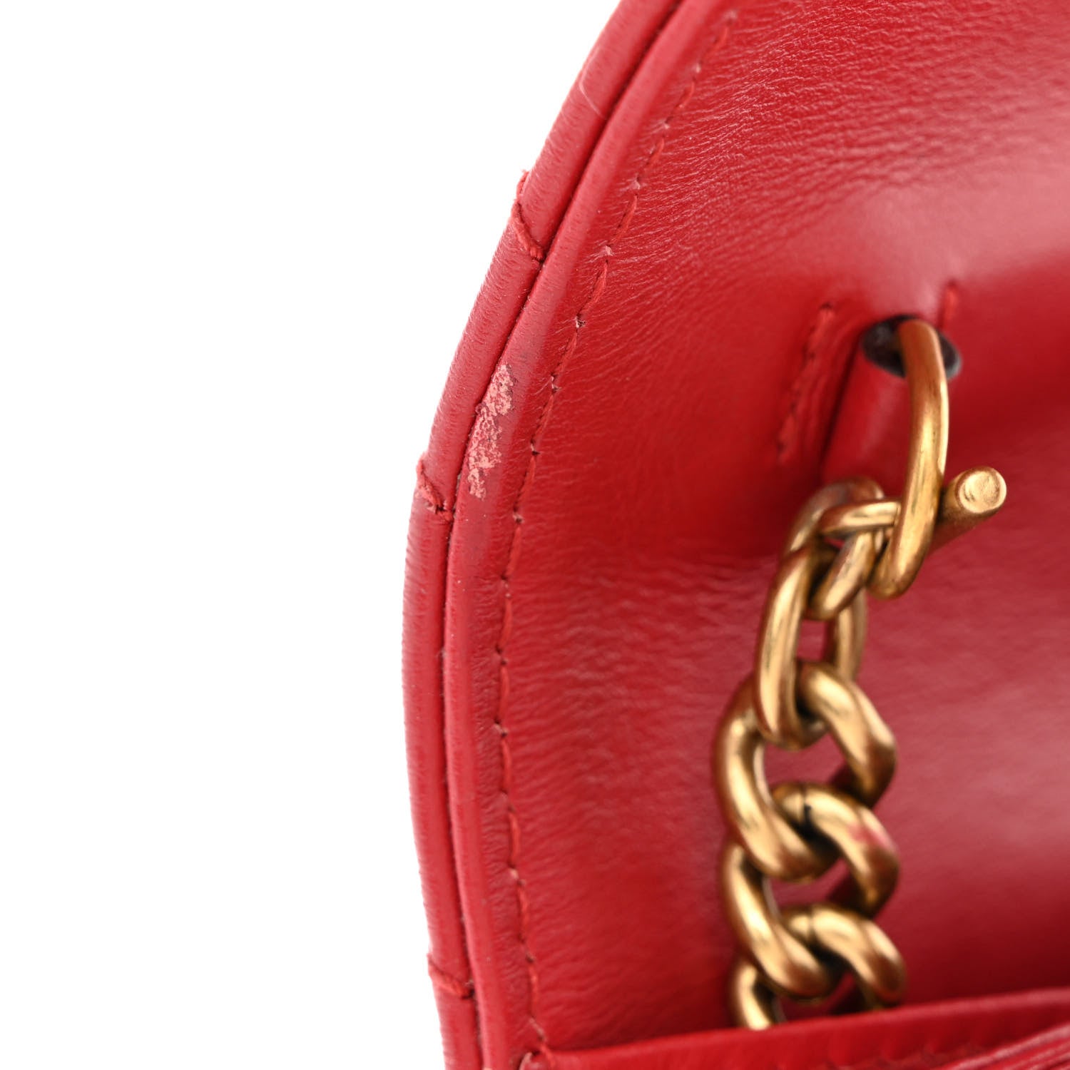 Gucci Calfskin Matelasse GG Marmont Chain Wallet Hibiscus Red 12 of 17