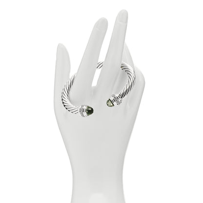 David Yurman Sterling Silver Diamond Prasiolite 7mm Cable Classics Bracelet 2 of 4