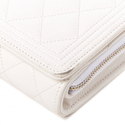 Chanel Caviar Quilted Boy Wallet On Chain WOC White 5 of 10
