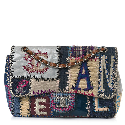 Chanel Denim Tweed Patchwork Jumbo Single Flap Multicolor 1 of 13