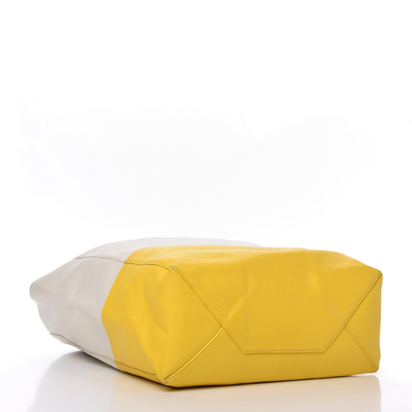 Lambskin Vertical Bi-Cabas White Sun Yellow