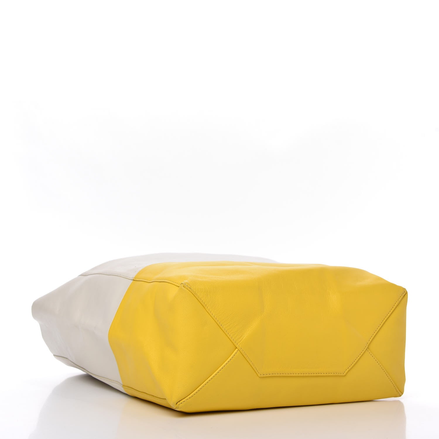 Celine Lambskin Vertical Bi-Cabas White Sun Yellow 4 of 9