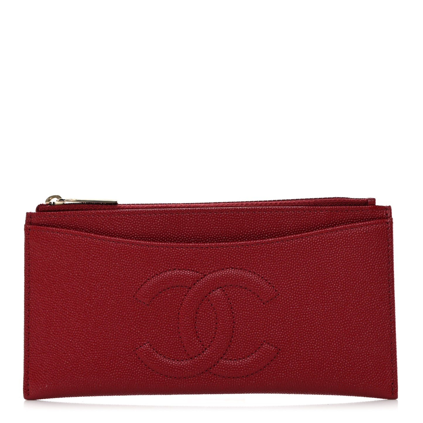Caviar Timeless CC Zip Slim Purse Wallet Red