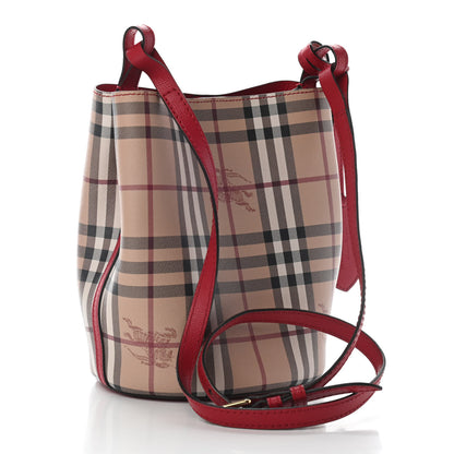 Burberry Haymarket Check Colours Small Lorne Bucket Crossbody Poppy Red 3 of 7