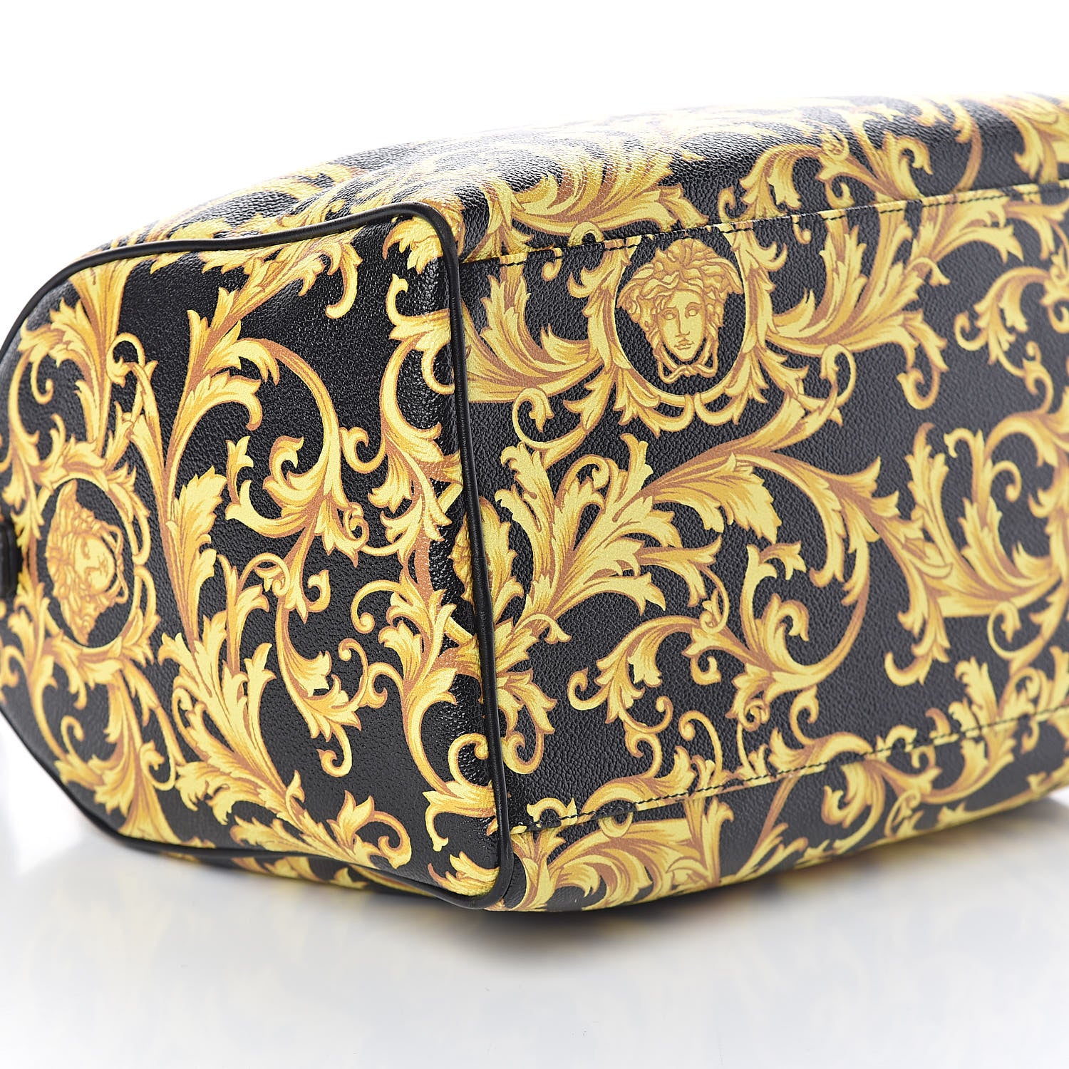 Versace Calfskin PVC Barocco Printed Bowler Black Gold 8 of 9