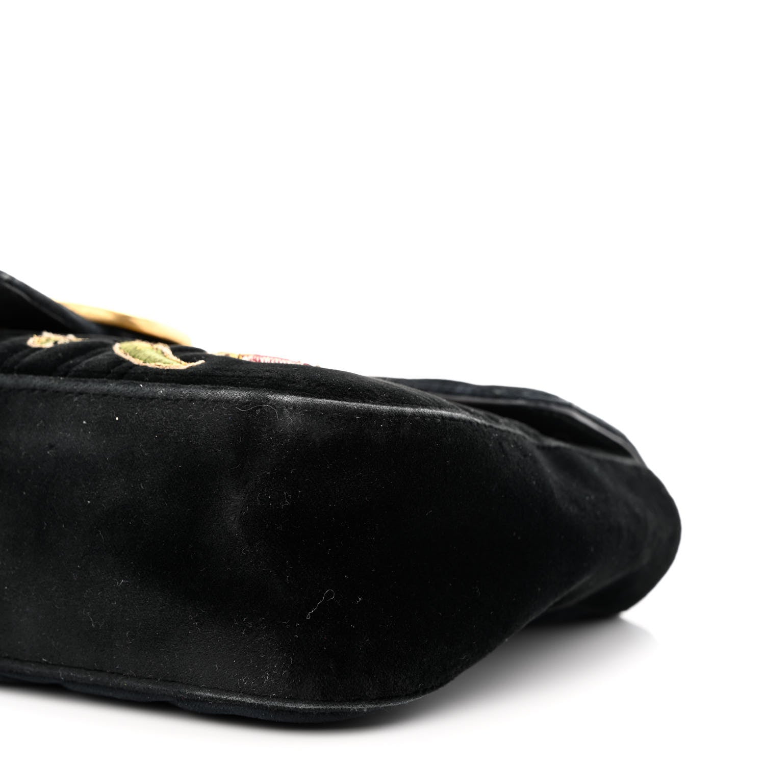 Gucci Velvet Matelasse Loved Embroidered Medium GG Marmont Shoulder Bag Black 13 of 18