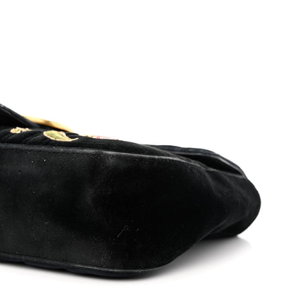 Gucci Velvet Matelasse Loved Embroidered Medium GG Marmont Shoulder Bag Black 13 of 18