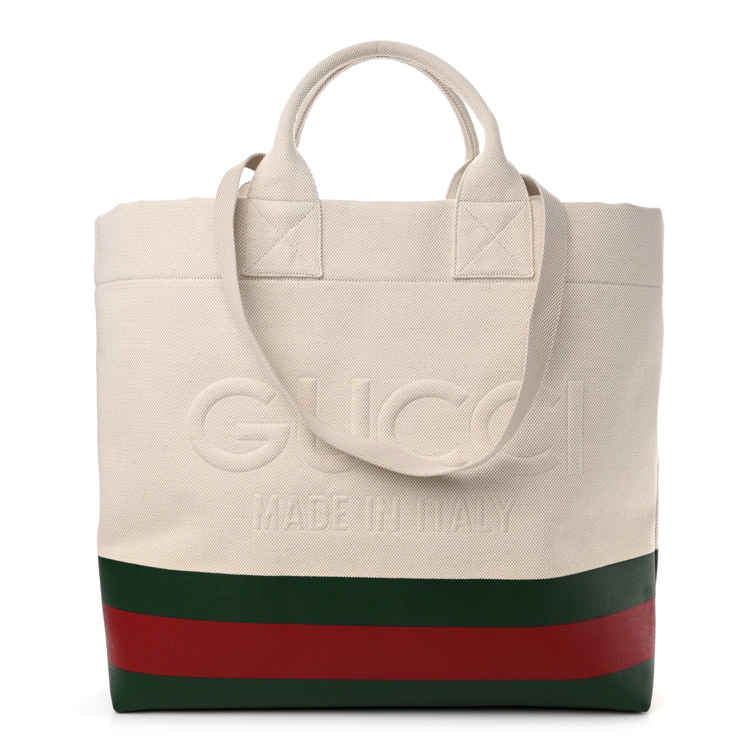 Gucci Canvas Logo Embossed Ophidia Tote Beige 1 of 10