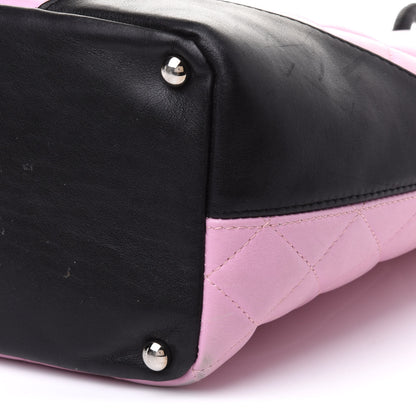 Chanel Calfskin Quilted Medium Cambon Tote Pink Black 10 of 17