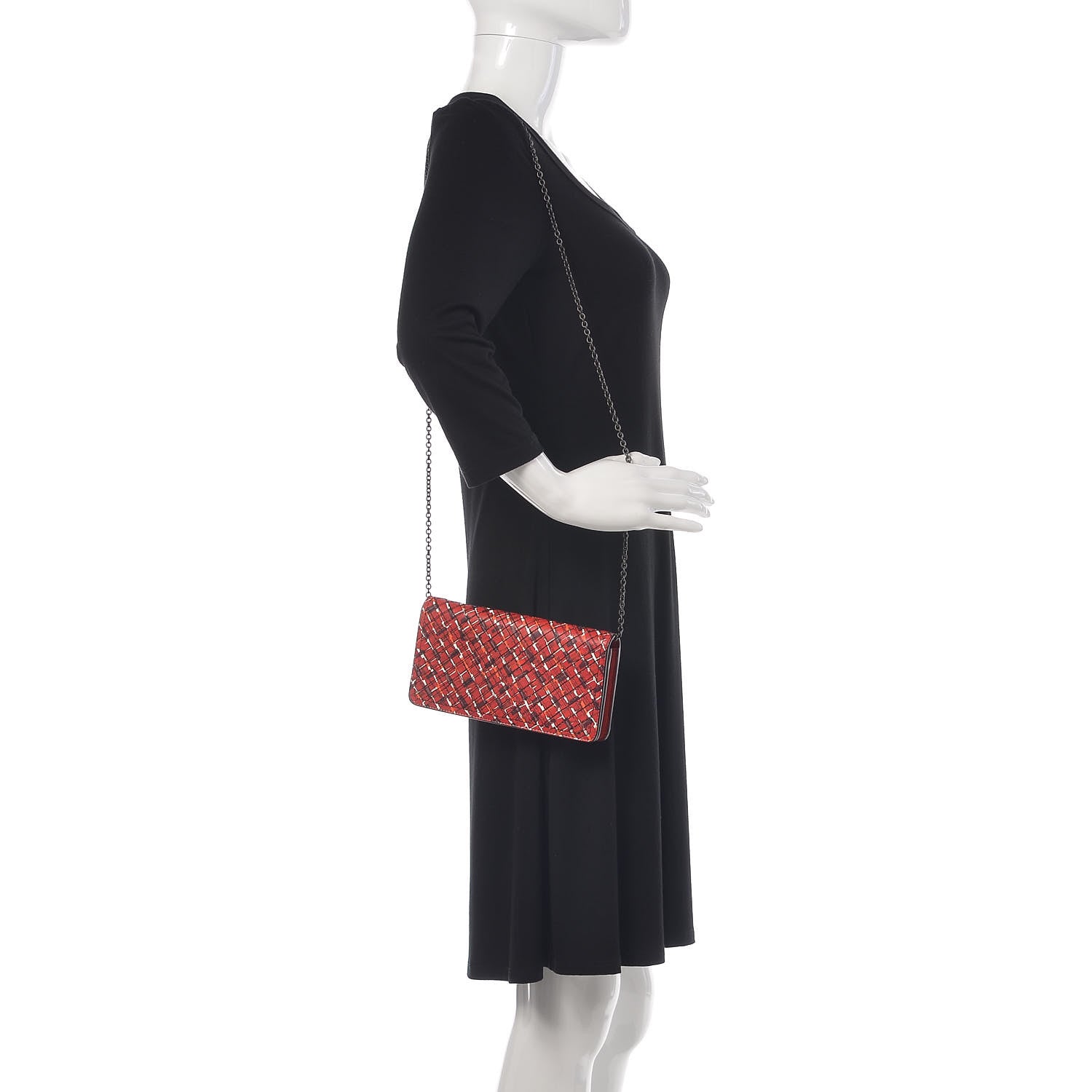 Bottega Veneta Embroidered Nappa Continental Wallet on Chain China Red 2 of 9