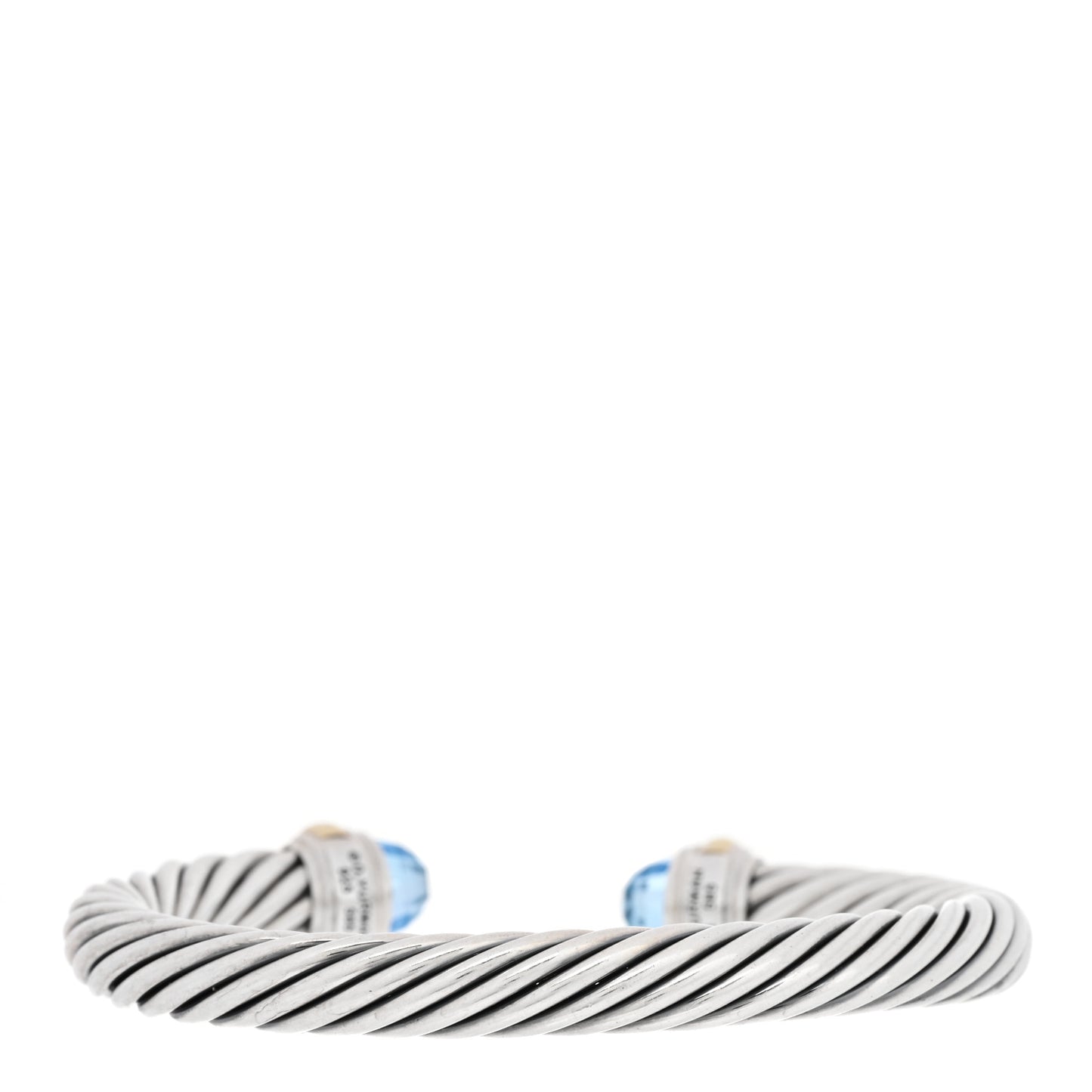 DAVID YURMAN Sterling Silver 14K Yellow Gold Blue Topaz 7mm Cable Classics Bracelet