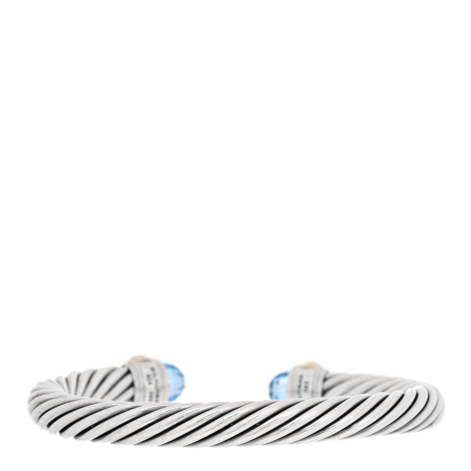 David Yurman DAVID YURMAN Sterling Silver 14K Yellow Gold Blue Topaz 7mm Cable Classics Bracelet 2 of 4