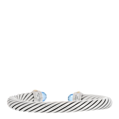 David Yurman DAVID YURMAN Sterling Silver 14K Yellow Gold Blue Topaz 7mm Cable Classics Bracelet 2 of 4