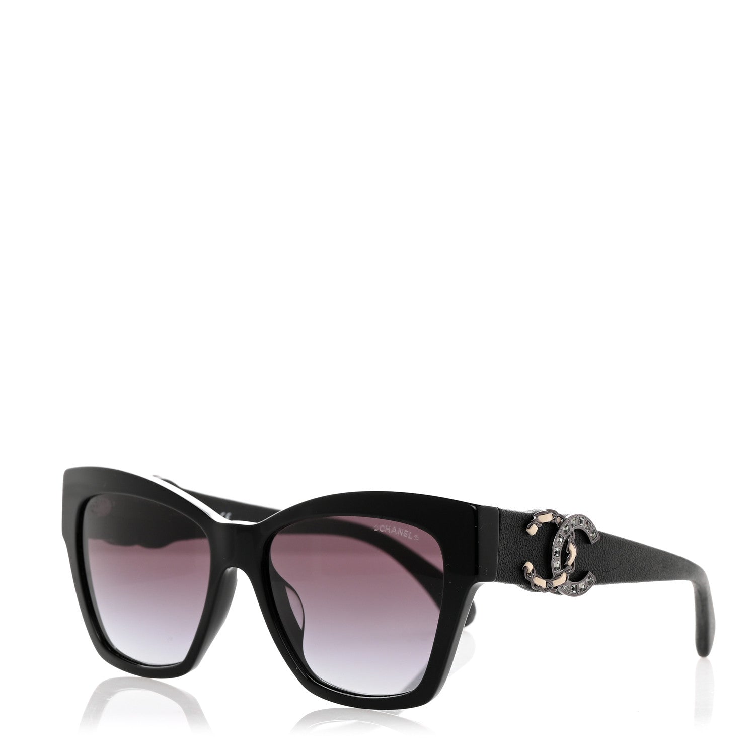 Chanel Acetate Square Cat Eye CC Sunglasses 5456-Q-A Black 1 of 8