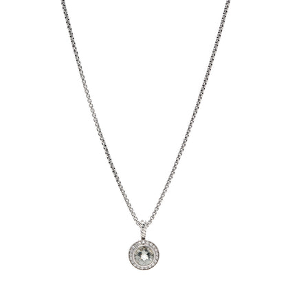 David Yurman Sterling Silver Diamond Prasiolite 8mm Petite Cerise Pendant Necklace 1 of 7