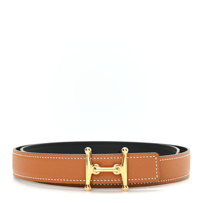 Hermes Epsom Swift 24mm Mors H Belt 80 32 Black Gold 1 of 5