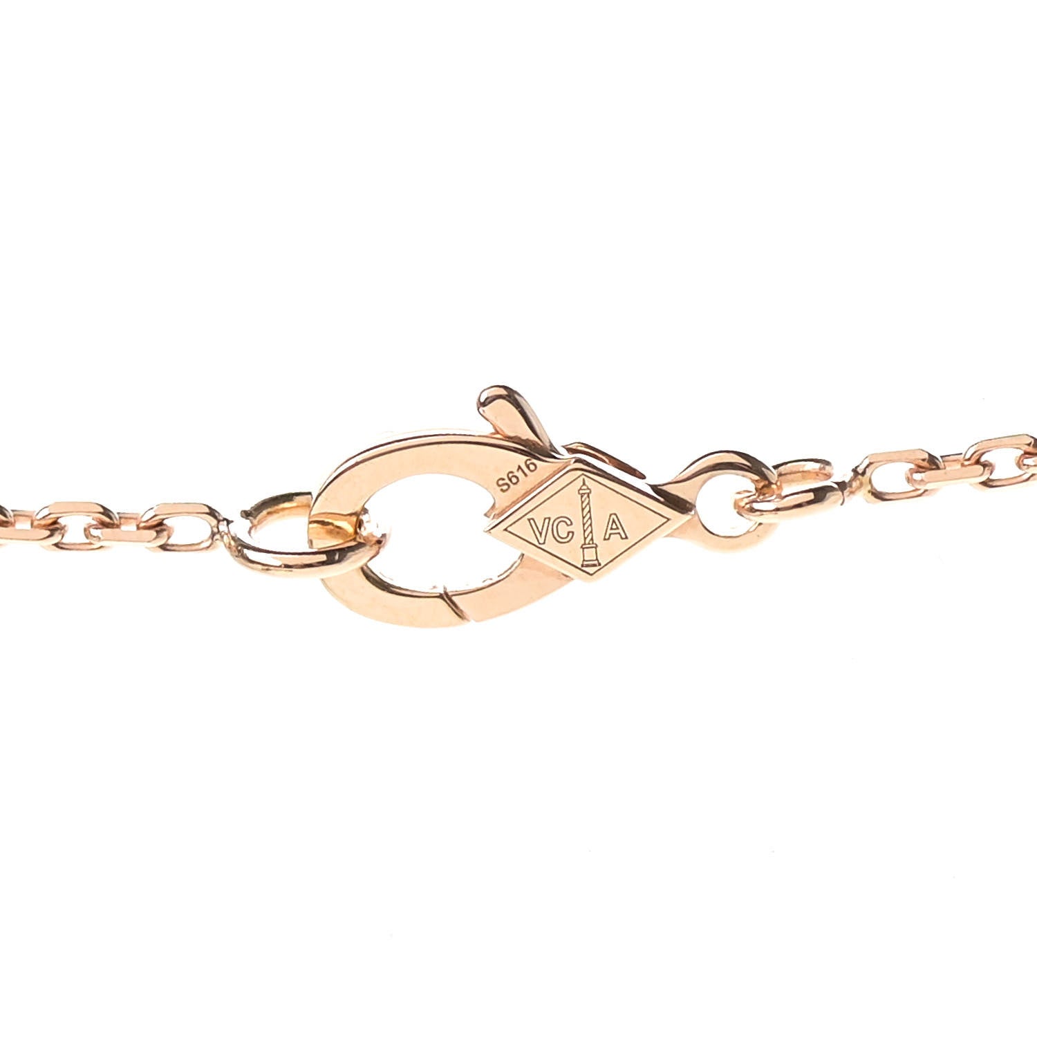 Van Cleef & Arpels 18K Rose Gold Diamond Bulls Eye Vintage Alhambra Pendant Necklace 4 of 7