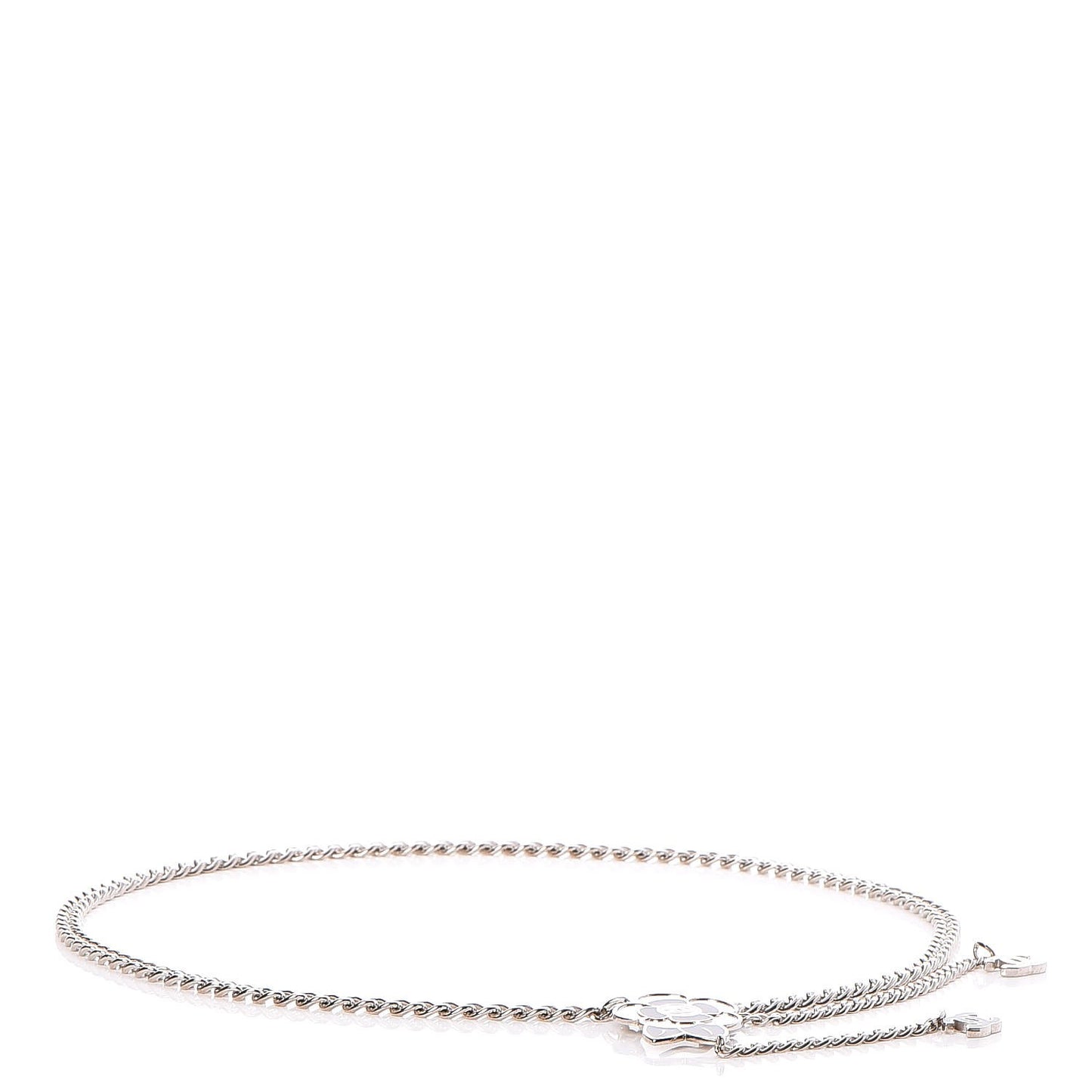 Enamel Camellia Chain Belt Black Silver