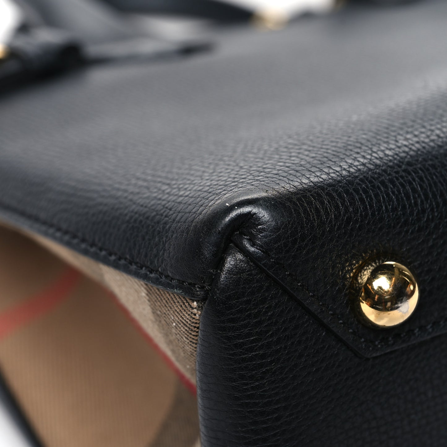 Derby Calfskin House Check Small Banner Tote Black