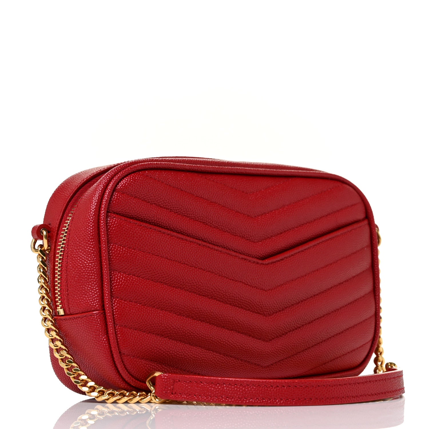 Saint Laurent Grain De Poudre Matelasse Monogram Mini Lou Camera Bag Eros Red 3 of 9