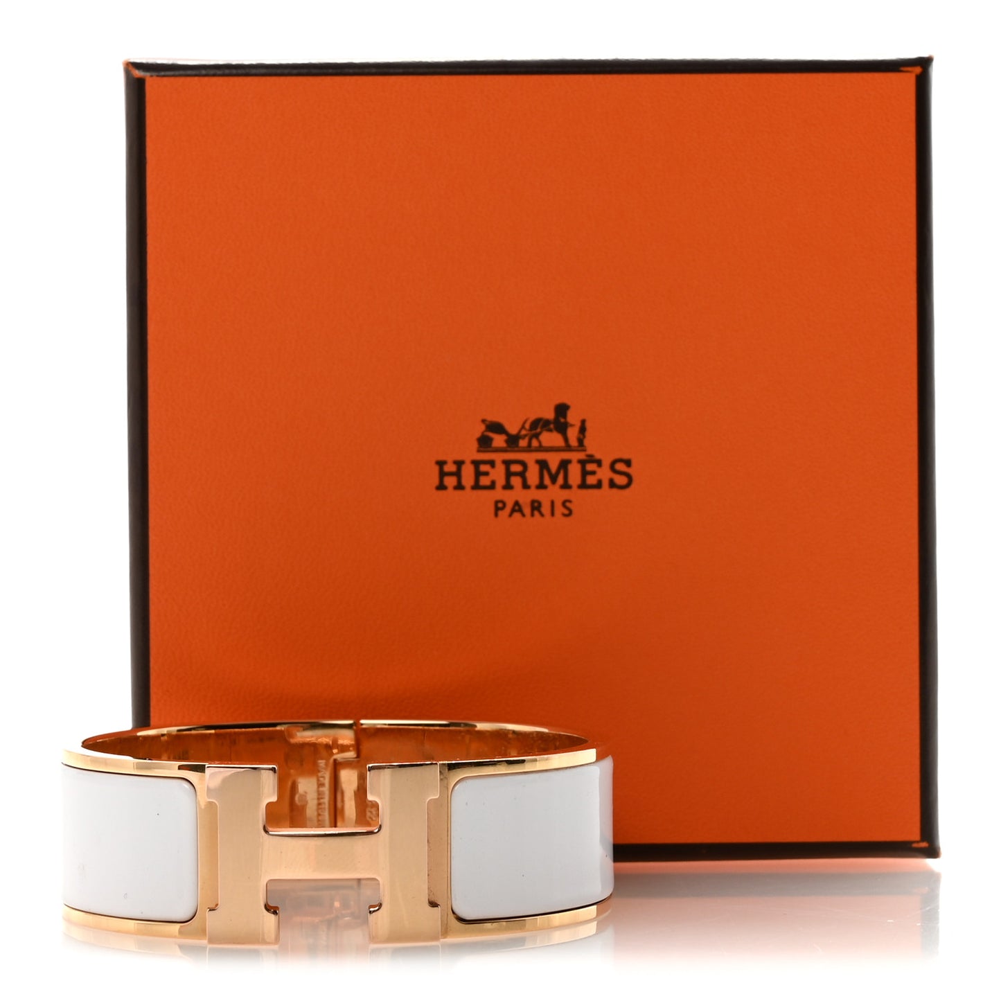 Enamel Wide Clic Clac H Bracelet GM White