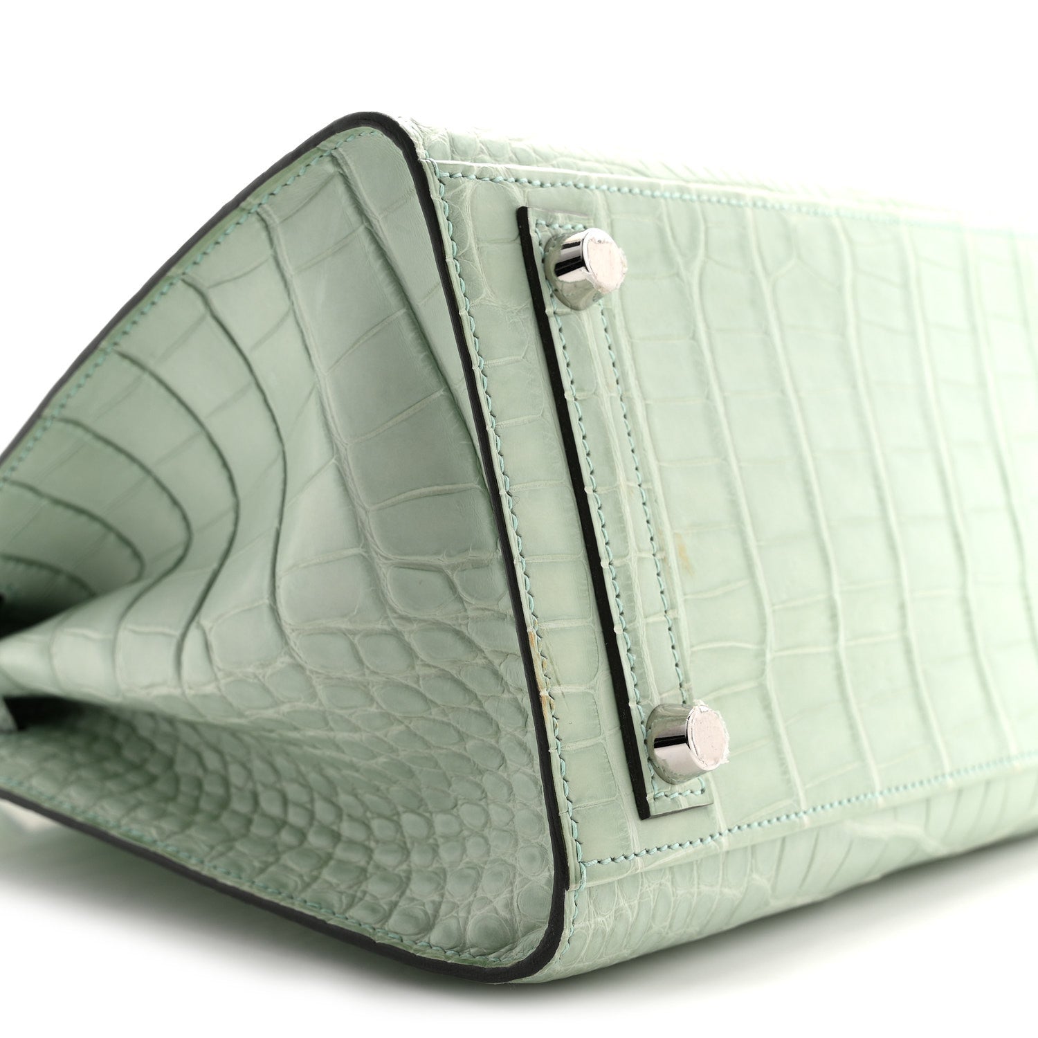 Hermes Matte Alligator Birkin Sellier 25 Vert D'eau 9 of 13