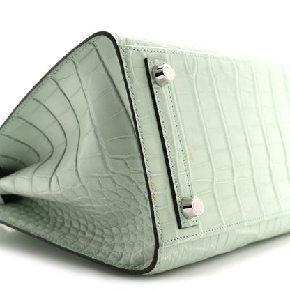 Hermes Matte Alligator Birkin Sellier 25 Vert D'eau 9 of 13