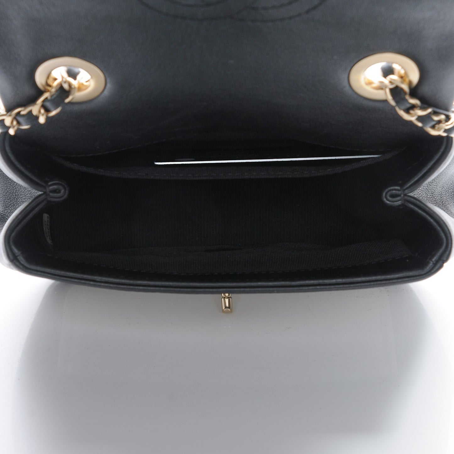 Calfskin Quilted Graphic Mini Flap Bag White Black