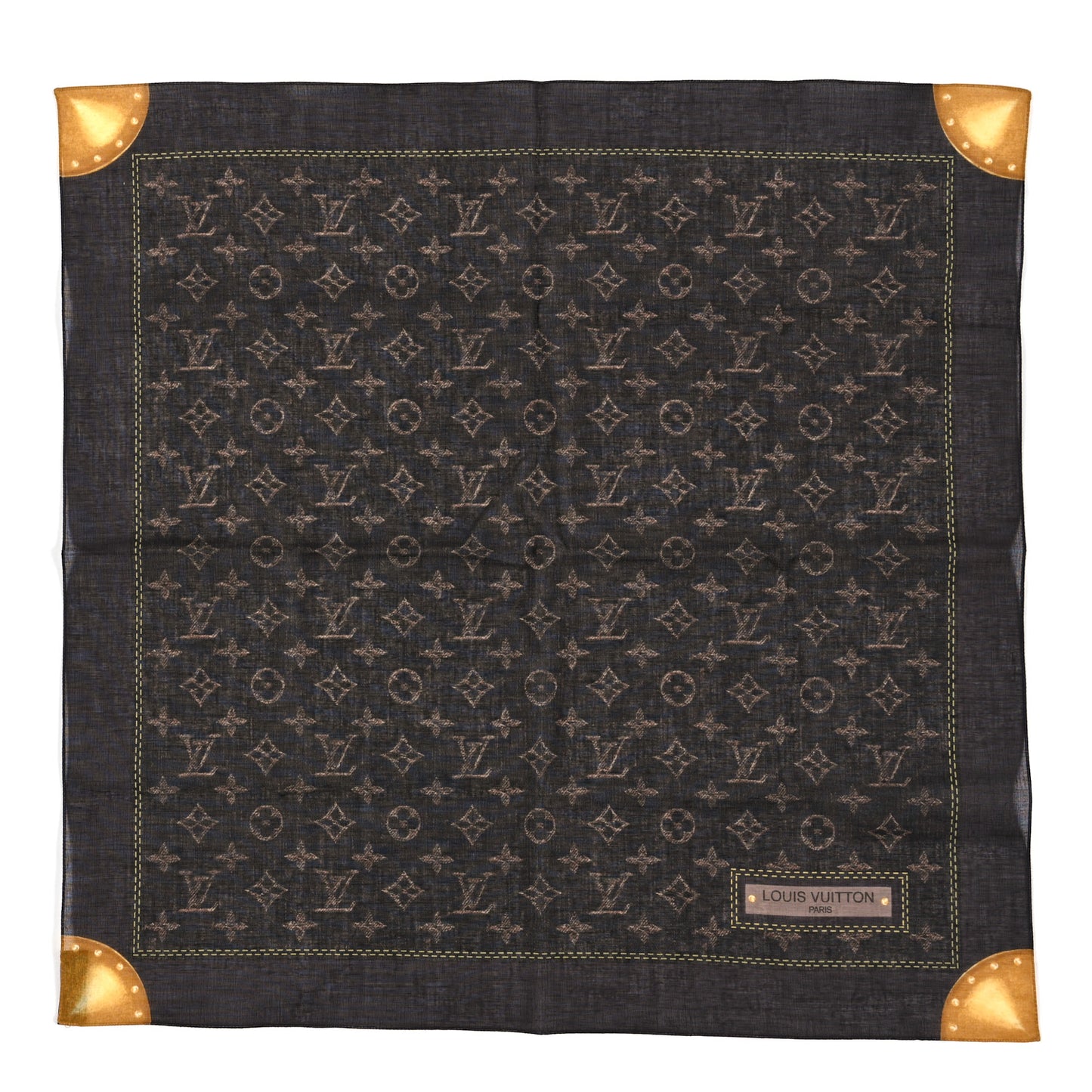 Cotton Denim Monogram Scarf Ebene