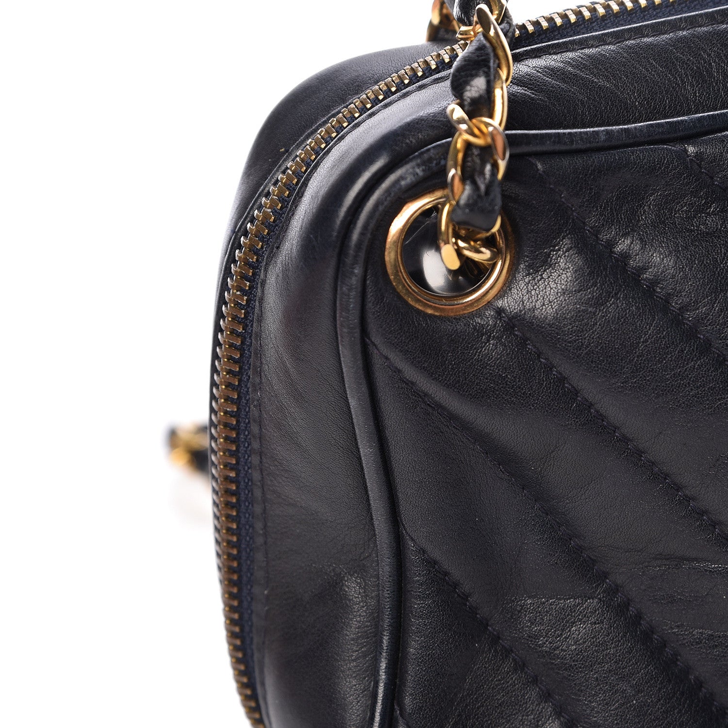 Chanel Lambskin Chevron Quilted Small Camera Case Black 18 of 18