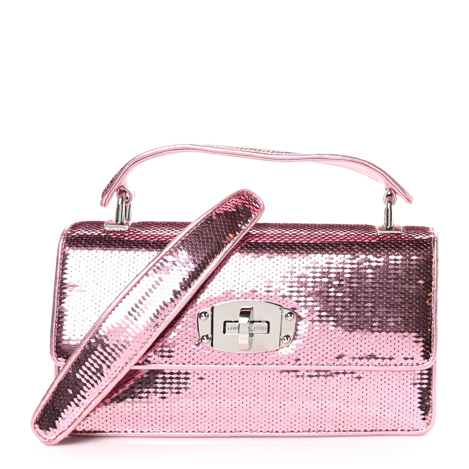 Miu Miu Paillettes Sequin Cleo Top Handle Rosa 1 of 8
