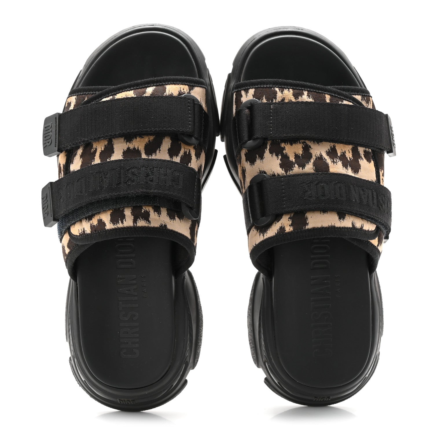 Christian Dior Technical Fabric Nylon Leopard Print D-Wander Slide
