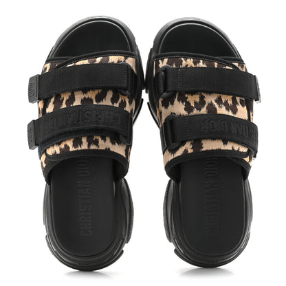 Christian Dior Technical Fabric Nylon Leopard Print D-Wander Slide Sandals 39 Black Brown 2 of 10