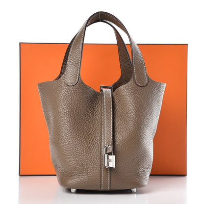 Hermes Taurillon Clemence Picotin Lock 18 PM Etoupe 13 of 13