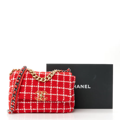 Chanel Tweed Quilted Medium Chanel 19 Flap Red White 11 of 11