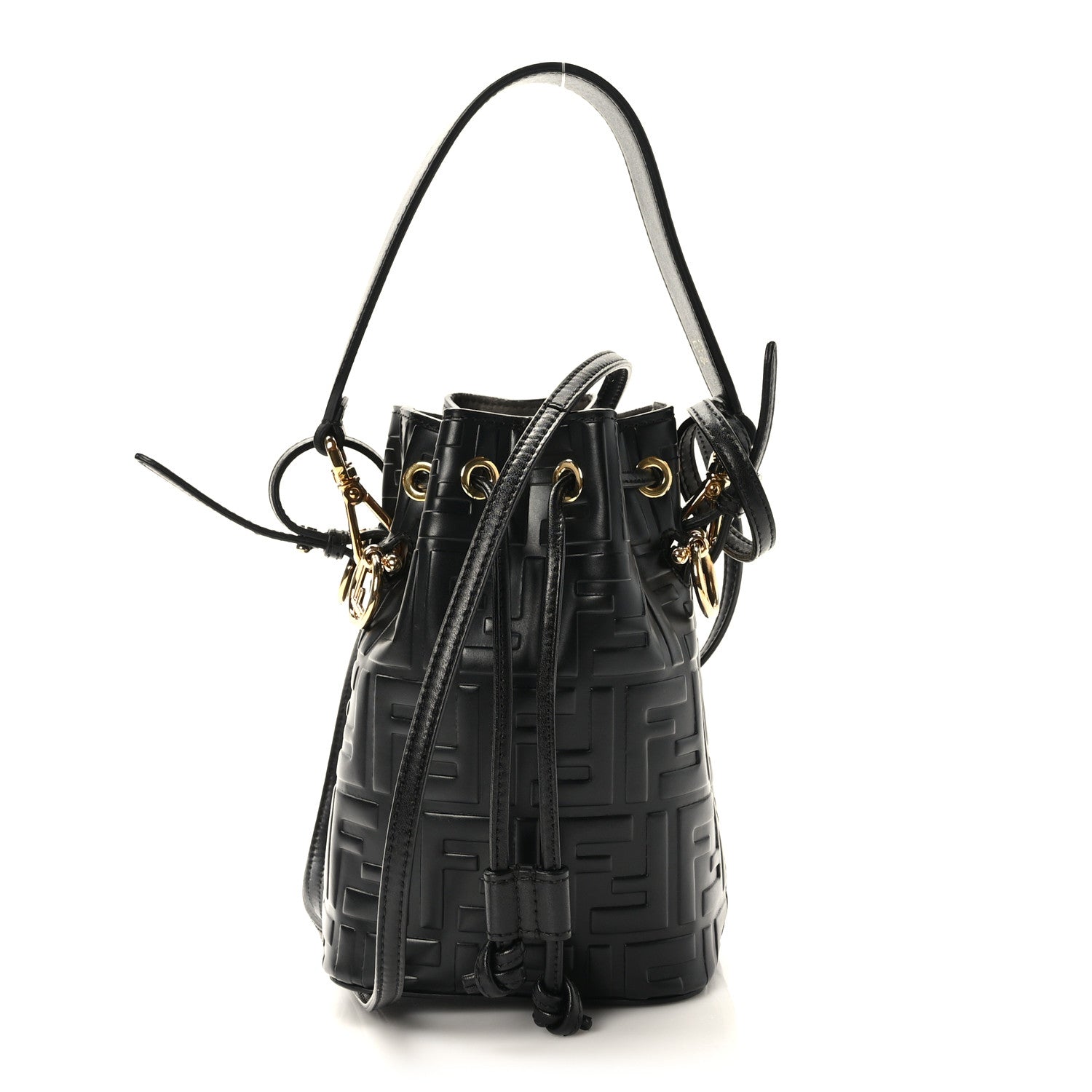 Fendi Vitello Liberty F is Fendi FF 1974 Embossed Mini Mon Tresor Bucket Bag Black 1 of 11