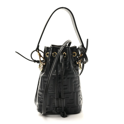 Fendi Vitello Liberty F is Fendi FF 1974 Embossed Mini Mon Tresor Bucket Bag Black 1 of 11