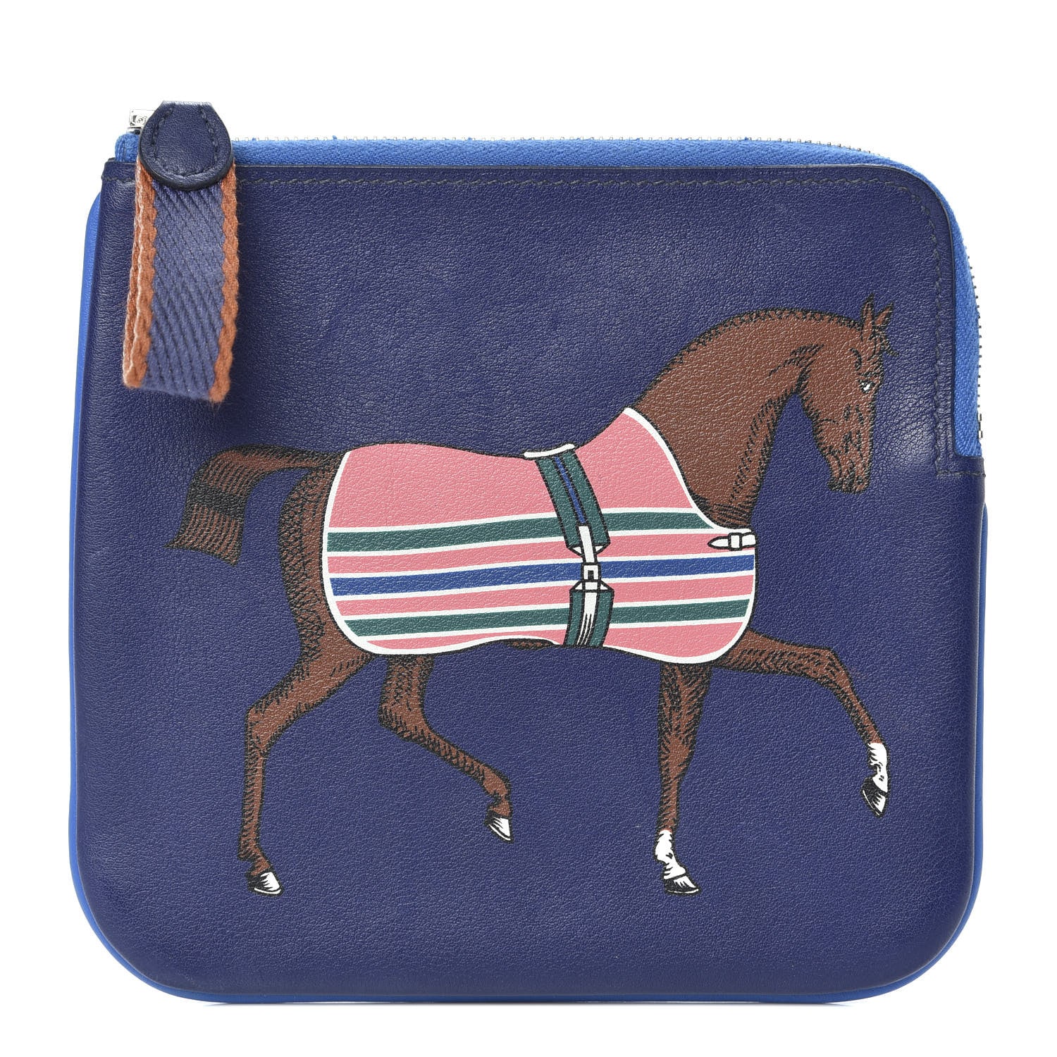 Hermes Swift Couverture Nouvelle Carre Pocket Pouch Bleu Encre Rose D'Ete 1 of 8