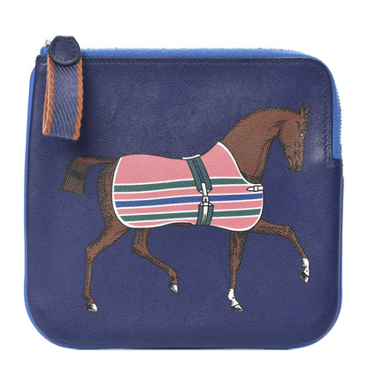 Hermes Swift Couverture Nouvelle Carre Pocket Pouch Bleu Encre Rose D'Ete 1 of 8