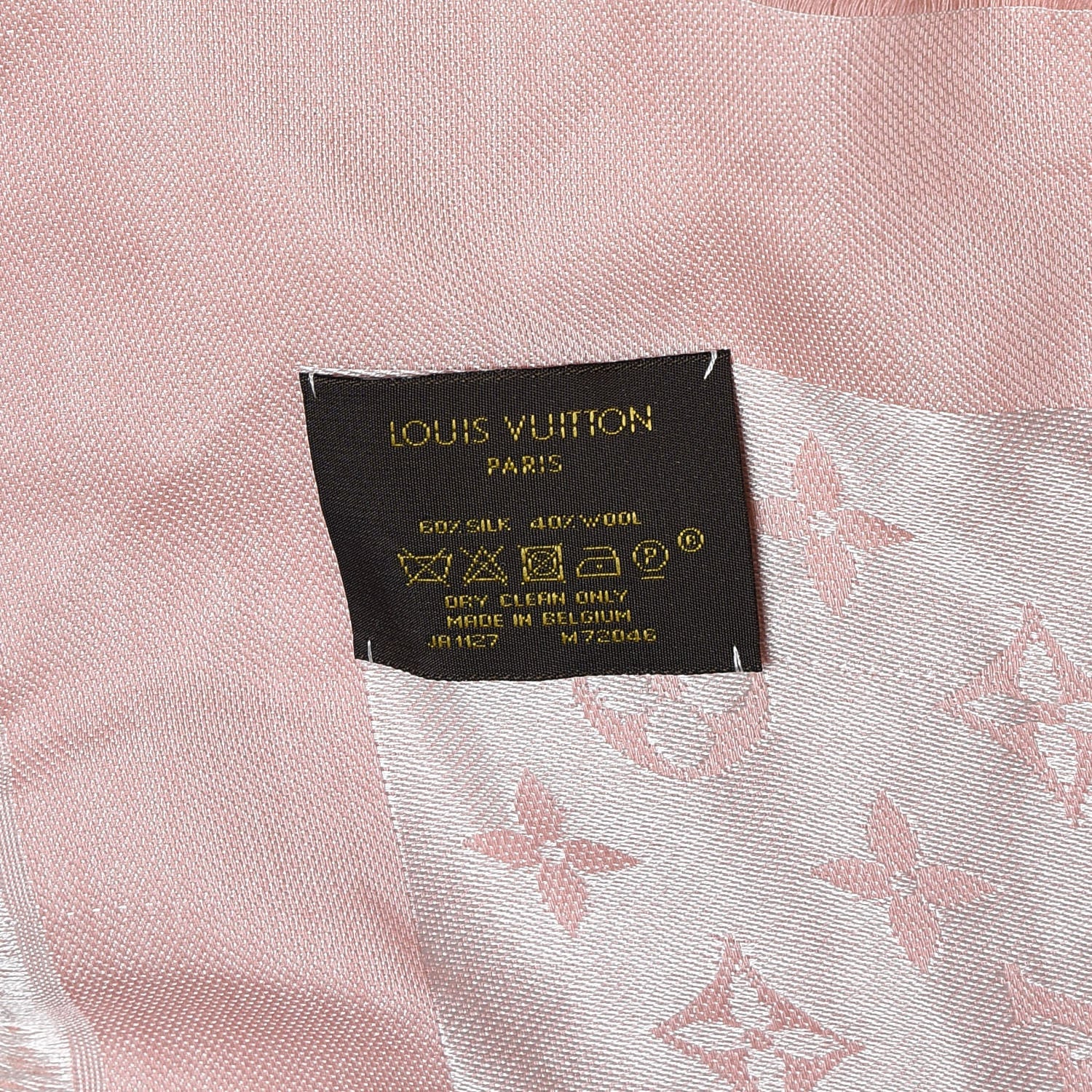 Louis Vuitton Silk Wool Monogram Denim Shawl Pink 4 of 4