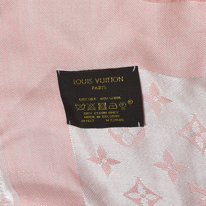Louis Vuitton Silk Wool Monogram Denim Shawl Pink 4 of 4