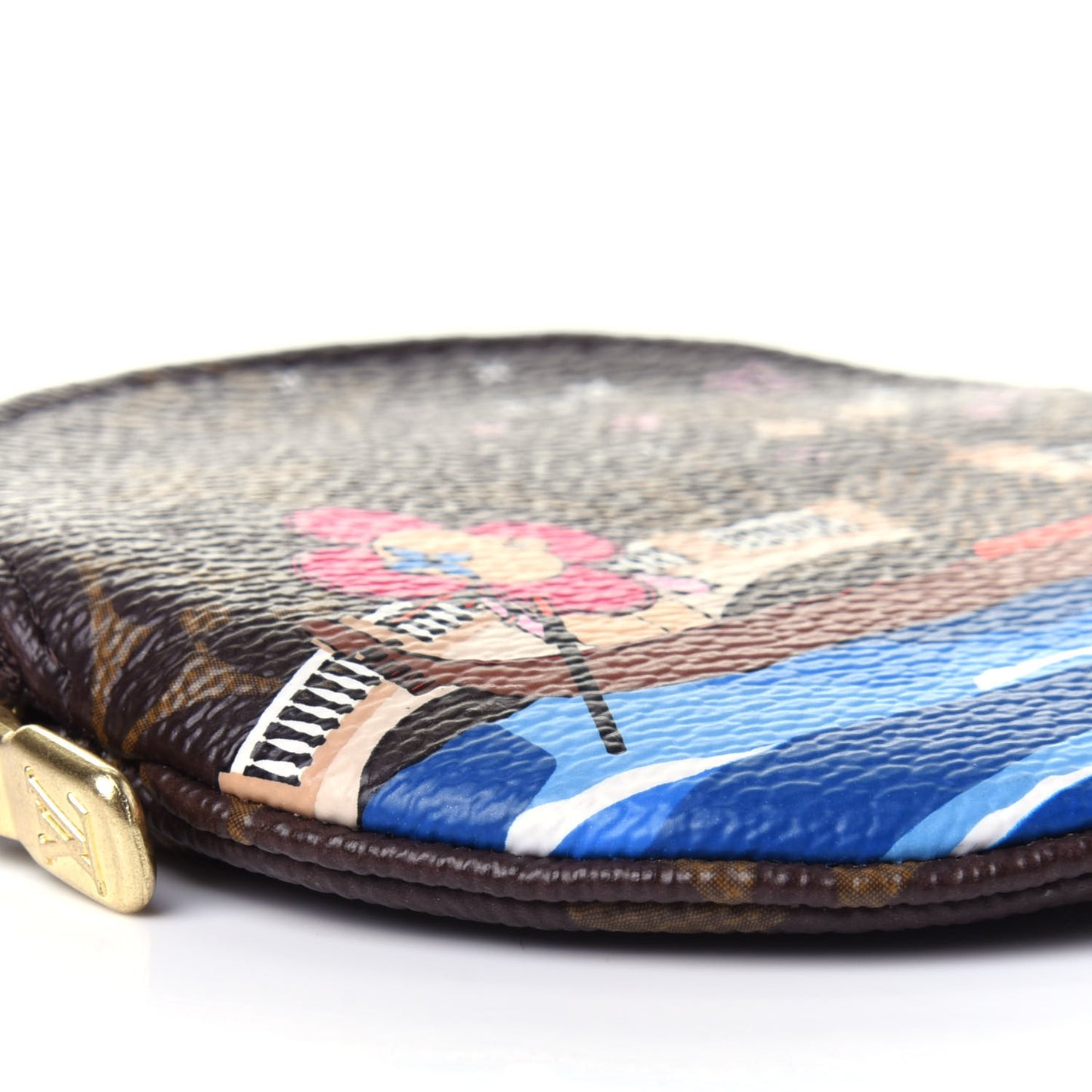 Monogram 2019 Christmas Animation Round Coin Purse Blue