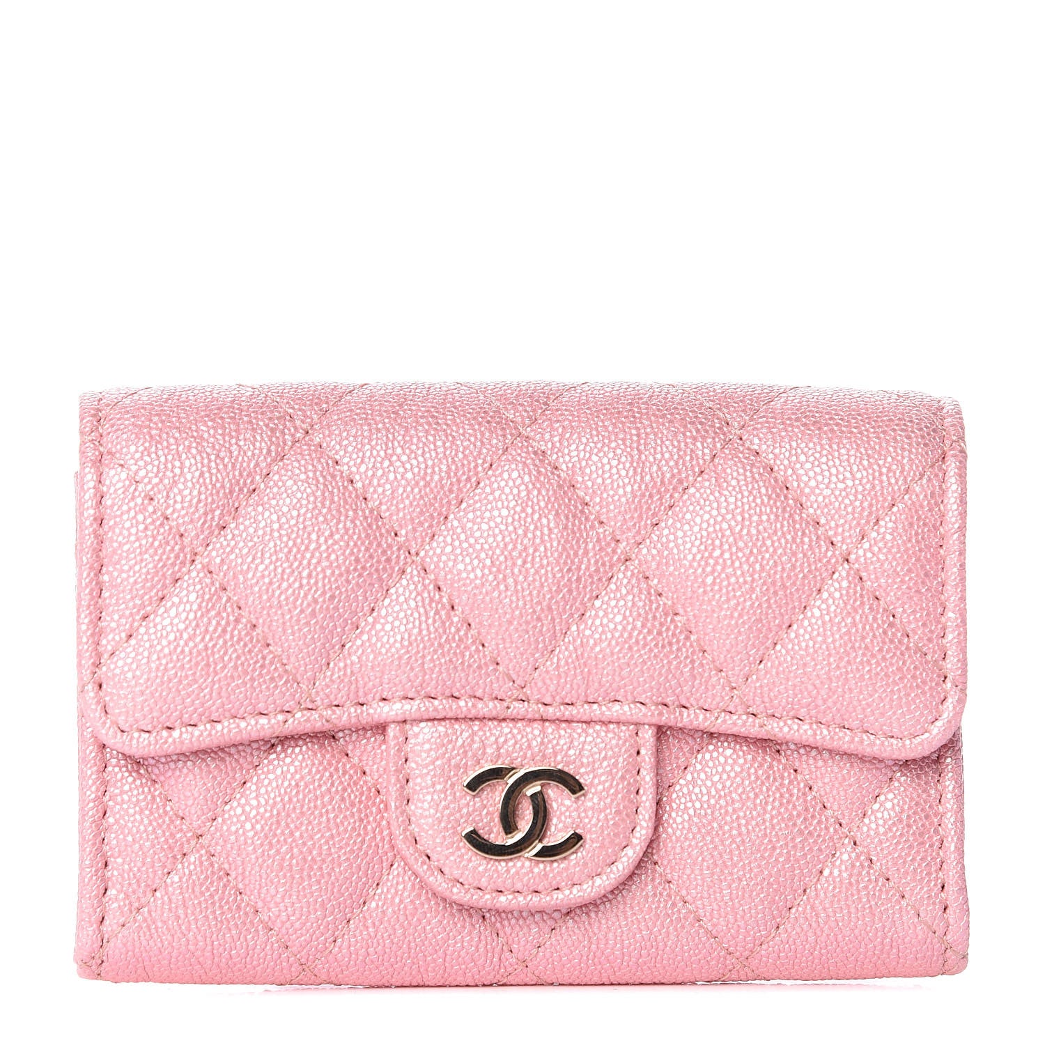 Chanel Iridescent Caviar Quilted Flap Card Holder Rose Pink 1 of 10