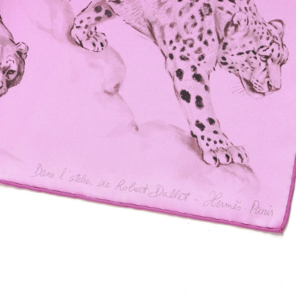 Hermes Silk Dans l'atelier de Robert Dallet Scarf 90 Rose Cyclamen Gris Sepia 3 of 4