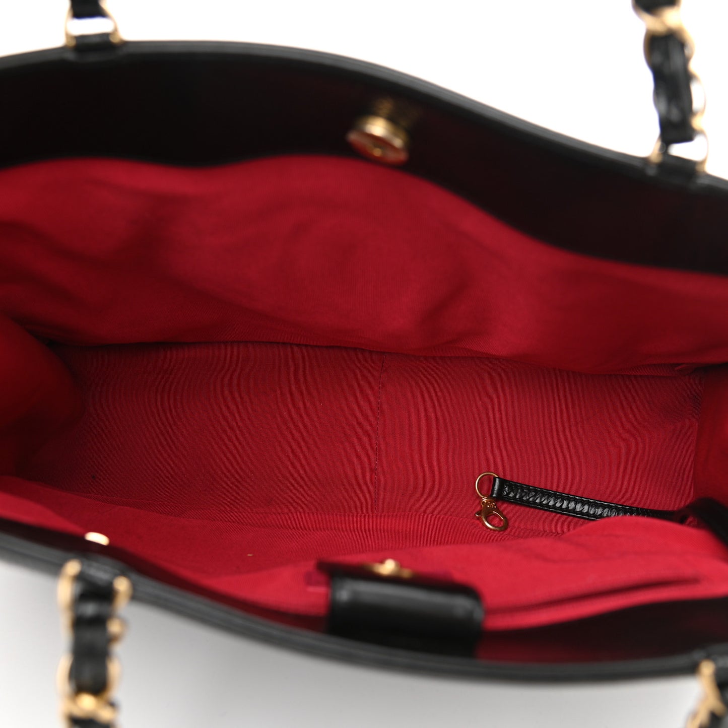 Shiny Aged Calfskin Shopping Bag Black