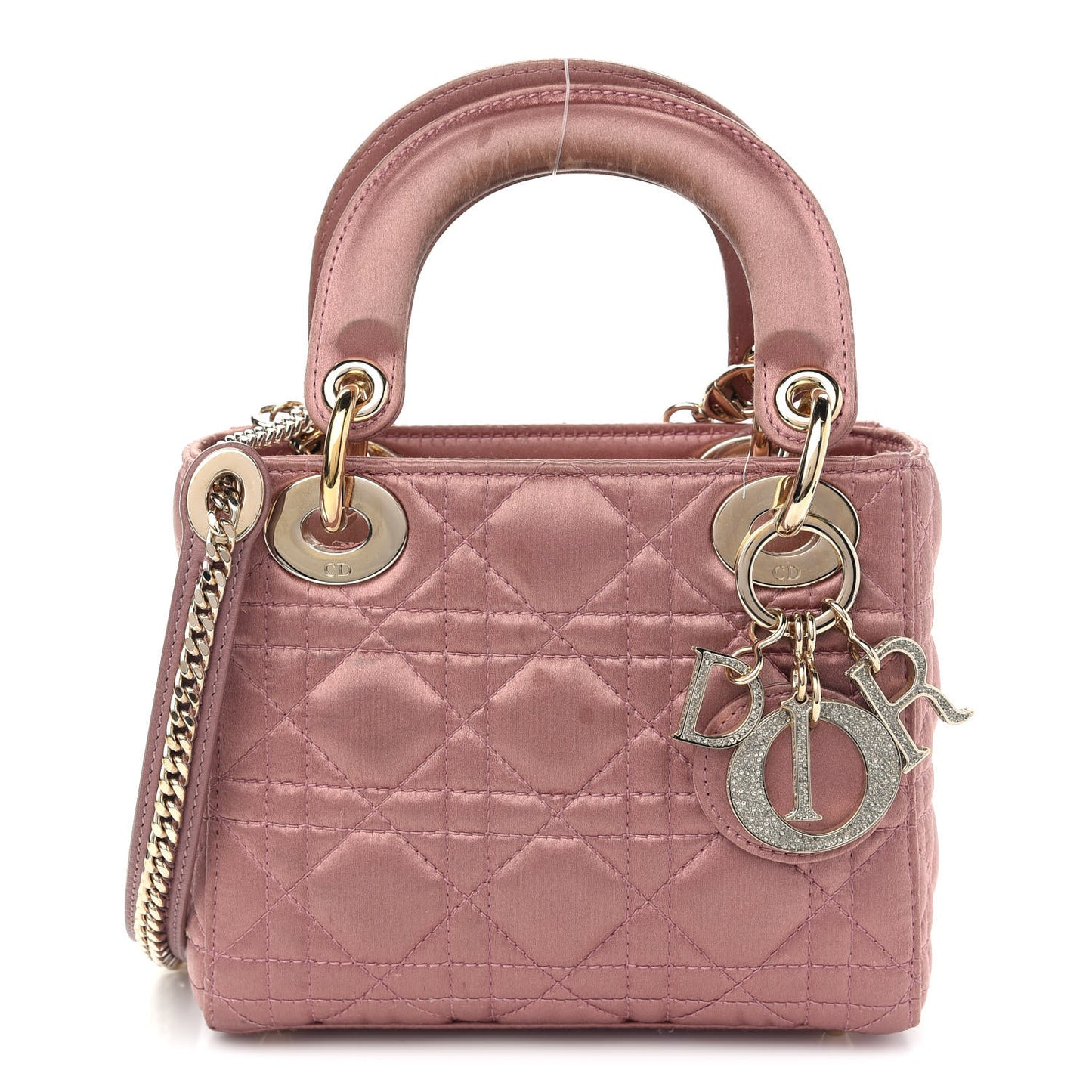 Satin Swarovski Crystal Cannage Mini Lady Dior Pink